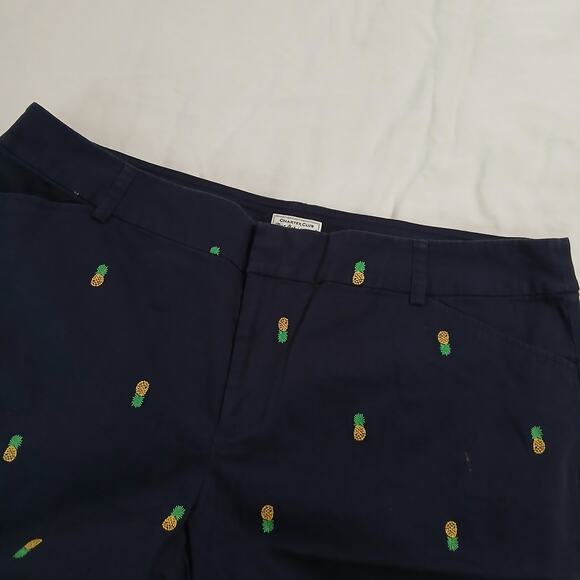 Charter Club Pant Shop/Woman size 20 Navy 10" inseam flat front PINEAPPLE shorts - Picture 4 of 9